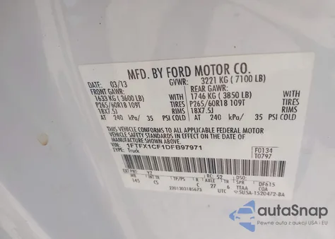 2013 Ford F150 Super Cab from USA, damaged, VIN 1FTFX1CF1DFB97971